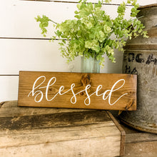 Load image into Gallery viewer, Blessed - handlettered wood sign